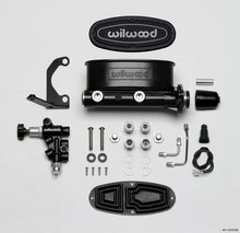 Load image into Gallery viewer, Wilwood HV Tandem M/C Kit w L/H Bracket & Prop Valve - 1 1/8in Bore Black Brake Master Cylinder Wilwood