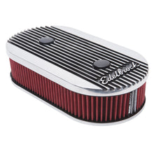 Load image into Gallery viewer, Edelbrock EDE4272 Edelbrock Air Cleaner Elite II Oval Dual-Quad Carbs 2 5In Red Element Polished