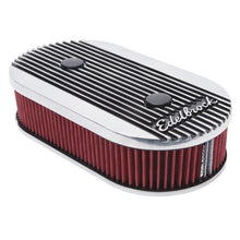 Load image into Gallery viewer, Edelbrock EDE4272 Edelbrock Air Cleaner Elite II Oval Dual-Quad Carbs 2 5In Red Element Polished