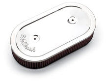 Load image into Gallery viewer, Edelbrock EDE1236 Edelbrock Air Cleaner Pro-Flo Series Oval Steel Top Cloth Element 13 5In X 7In X 3 5In Chrome