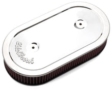 Load image into Gallery viewer, Edelbrock EDE1236 Edelbrock Air Cleaner Pro-Flo Series Oval Steel Top Cloth Element 13 5In X 7In X 3 5In Chrome