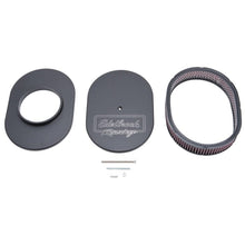 Load image into Gallery viewer, Edelbrock EDE42203 Edelbrock Air Cleaner Victor Series Oval Aluminum Top Cloth Element 11 875In X 8 25In X 3 75In Black