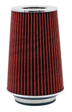 Load image into Gallery viewer, K&N Universal Air Filter Chrome Round Tapered Red - 4in Flange ID x 1.125in Flange Length x 9.5in H Air Filters - Universal Fit K&N Engineering