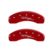 Load image into Gallery viewer, MGP 4 Caliper Covers Engraved Front & Rear SSR Red finish silver ch Caliper Covers MGP