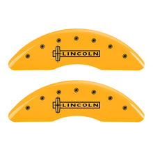 Load image into Gallery viewer, MGP 4 Caliper Covers Engraved Fr Lincoln Rr Star Logo Yellow Finish Blk Char 2009 Lincoln Navigator Caliper Covers MGP