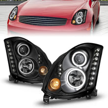 Load image into Gallery viewer, ANZO 2003-2007 Infiniti G35 Projector Headlights w/ Halo Black (CCFL) (HID Compatible) Headlights ANZO