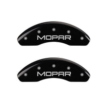 Load image into Gallery viewer, MGP 4 Caliper Covers Engraved Front & Rear MOPAR Black finish silver ch Caliper Covers MGP