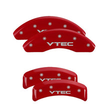 Load image into Gallery viewer, MGP 4 Caliper Covers Engraved Front & Rear Vtech Red finish silver ch Caliper Covers MGP