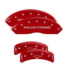 Load image into Gallery viewer, MGP 4 Caliper Covers Engraved Front Mustang Engraved Rear Pony Red finish silver ch Caliper Covers MGP