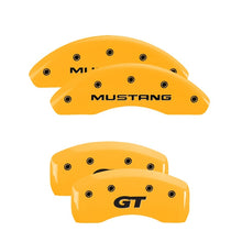 Load image into Gallery viewer, MGP Front set 2 Caliper Covers Engraved Front Oval logo/Ford Yellow finish black ch Caliper Covers MGP