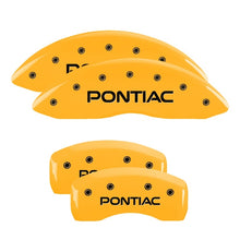Load image into Gallery viewer, MGP 4 Caliper Covers Engraved Front Pontiac Rear Arrow Yellow Finish Black Char 2006 Pontiac G6 Caliper Covers MGP