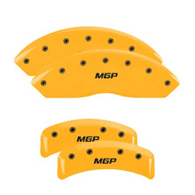 Load image into Gallery viewer, MGP 4 Caliper Covers Engraved Front & Rear MGP Yellow Finish Black Char 1988 Chevrolet Corvette Caliper Covers MGP