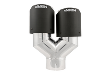 Load image into Gallery viewer, MBRP 3in ID / Dual 4in OD Out Staggered L 9.37in / R 9.87in Dual Wall Carbon Fiber Univ Exhaust Tip Tips MBRP