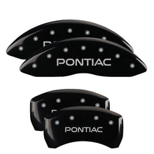 Load image into Gallery viewer, MGP 4 Caliper Covers Engraved Front & Rear Pontiac Black finish silver ch Caliper Covers MGP