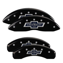 Load image into Gallery viewer, MGP 4 Caliper Covers Engraved F & R 100 Anniversary Black Finish Silver Char 2019 Chevrolet Suburban Caliper Covers MGP