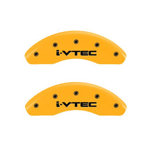 Load image into Gallery viewer, MGP Front set 2 Caliper Covers Engraved Front i-Vtec Yellow finish black ch Caliper Covers MGP
