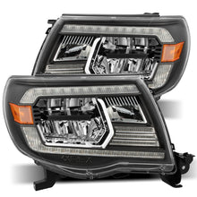 Load image into Gallery viewer, AlphaRex 05-11 Toyota Tacoma LUXX Crystal Headlights Plank Style Design Black w/Activation Light/DRL Headlights AlphaRex