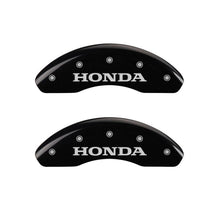 Load image into Gallery viewer, MGP 4 Caliper Covers Engraved Front Honda Rear H Logo Black Finish Silver Char 2017 Honda Civic Caliper Covers MGP