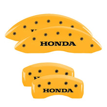 Load image into Gallery viewer, MGP 4 Caliper Covers Engraved Front & Rear Honda Yellow finish black ch Caliper Covers MGP