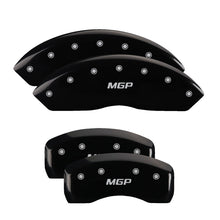 Load image into Gallery viewer, MGP 4 Caliper Covers Engraved Front Block/Challenger Engraved Rear Vintage Style/RT Blk fnsh slvr ch Caliper Covers MGP