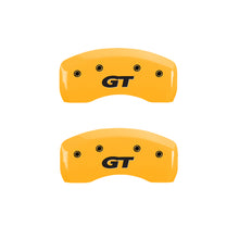 Load image into Gallery viewer, MGP 4 Caliper Covers Engraved Front Mustang Rear Sn95/Gt Yellow Finish Black Char 1997 Ford Mustang Caliper Covers MGP