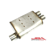 Load image into Gallery viewer, JBA Universal Chambered Style 304SS Muffler 13x9.75x4 2.5in Inlet Diameter Offset/2.5 Dual Outlet Muffler JBA