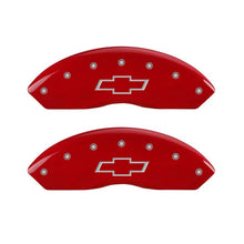 Load image into Gallery viewer, MGP 4 Caliper Covers Engraved Front & Rear Bowtie Red finish silver ch Caliper Covers MGP