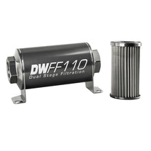 Load image into Gallery viewer, DeatschWerks Stainless Steel 10AN 10 Micron Universal Inline Fuel Filter Housing Kit (110mm) Fuel Filters DeatschWerks