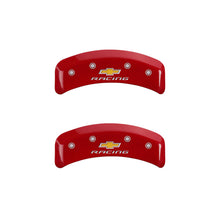 Load image into Gallery viewer, MGP 4 Caliper Covers Engraved F & R Chevy Racing Red Finish Silver Char 1988 Chevrolet Corvette Caliper Covers MGP