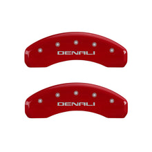 Load image into Gallery viewer, MGP 4 Caliper Covers Engraved Front & Rear Denali Red finish silver ch Caliper Covers MGP