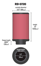 Load image into Gallery viewer, K&N Universal Rubber Filter 2.5in Flange ID x 3.5in OD x 6in Height Air Filters - Universal Fit K&N Engineering