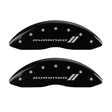 Load image into Gallery viewer, MGP 4 Caliper Covers Engraved Front & Rear With stripes/Durango Black finish silver ch Caliper Covers MGP