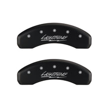 Load image into Gallery viewer, MGP 4 Caliper Covers Engraved Front & Rear Lightning Red finish silver ch Caliper Covers MGP