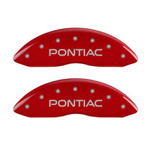 Load image into Gallery viewer, MGP 4 Caliper Covers Engraved Front & Rear Pontiac Red Finish Silver Char 2006 Pontiac GTO Caliper Covers MGP