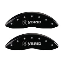 Load image into Gallery viewer, MGP 4 Caliper Covers Engraved Front & Rear GM Style/Hybrid Black finish silver ch Caliper Covers MGP