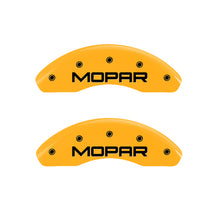 Load image into Gallery viewer, MGP 4 Caliper Covers Engraved Front & Rear Mopar Yellow Finish Black Char 1999 Chrysler Prowler Caliper Covers MGP