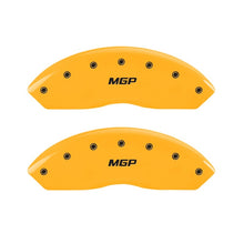 Load image into Gallery viewer, MGP Front set 2 Caliper Covers Engraved Front MGP Yellow finish black ch Caliper Covers MGP