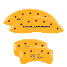 Load image into Gallery viewer, MGP 4 Caliper Covers Engraved Fr Challenger Rr Vintage RT Yellow Finish Black Char 07 Dodge Charger Caliper Covers MGP