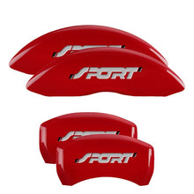Load image into Gallery viewer, MGP 4 Caliper Covers Engraved Front & Rear Oval logo/Ford Red finish silver ch Caliper Covers MGP
