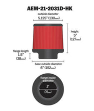 Load image into Gallery viewer, AEM Dryflow 3in. X 5in. Round Tapered Air Filter Air Filters - Universal Fit AEM Induction
