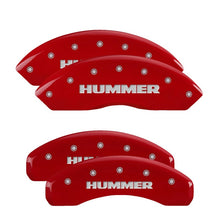 Load image into Gallery viewer, MGP 4 Caliper Covers Engraved Front & Rear Hummer Red finish silver ch Caliper Covers MGP