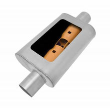 Load image into Gallery viewer, Gibson gibBM0102 Gibson MWA Superflow Offset/Center Oval Muffler - 4x9x14in/3in Inlet/3in Outlet - Stainless