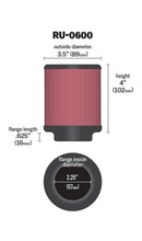 Load image into Gallery viewer, K&N Engineering KNNRU-0600 K&N Filter Universal Rubber Filter 2 1/4 inch Flange 3 1/2 inch OD 4 inch Height
