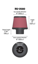 Load image into Gallery viewer, K&N Engineering KNNRU-3580 K&N Filter Universal Rubber Filter 3 Inch Flange 6 inch Base 4 inch Top 5 inch Height