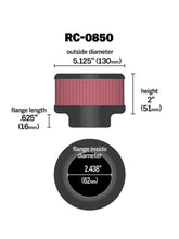 Load image into Gallery viewer, K&N Engineering KNNRC-0850 K&N Universal Chrome Filter 2.438in Flange ID x 5.125in OD x 2in H