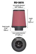 Load image into Gallery viewer, K&N Engineering KNNRU-3870 K&N Universal Clamp-On Air Filter 3in FLG / 5in B / 4-1/2in T / 5in H