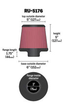 Load image into Gallery viewer, K&N Engineering KNNRU-5176 K&N Universal Rubber Filter-Round Tapered 3in Flange ID x 6in Base OD x 6in Top OD x 5in H