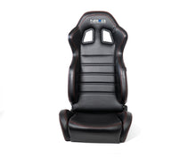 Load image into Gallery viewer, NRG Reclinable Racing Seats (Pair) Black Leather w/NRG Logo Red Stitch | RSC-208-1L/R
