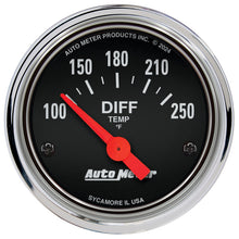 Load image into Gallery viewer, Autometer Traditional Chrome 2-1/16in 100-250 Deg F Electric Differential Temp Gauge | 2534
