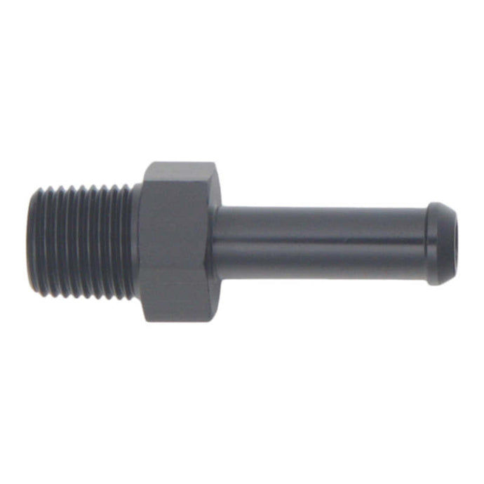 DeatschWerks 1/8in NPT Male Thread 1/4in Hose Barb - Anodized Matte Black Fittings DeatschWerks